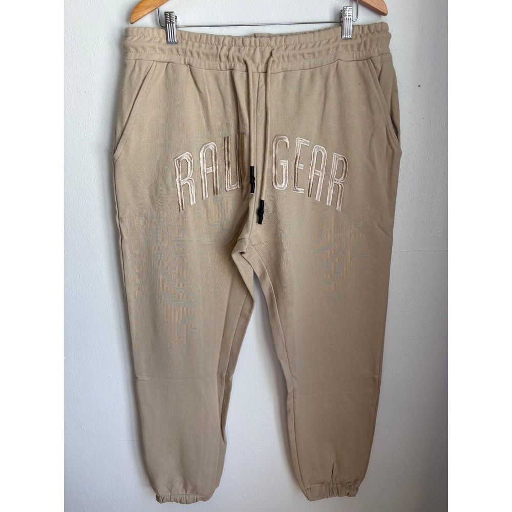 Rawgear Mens 2XL Tan Embroidered Logo Jogger Sweatpants 100% Cotton‎ NWT